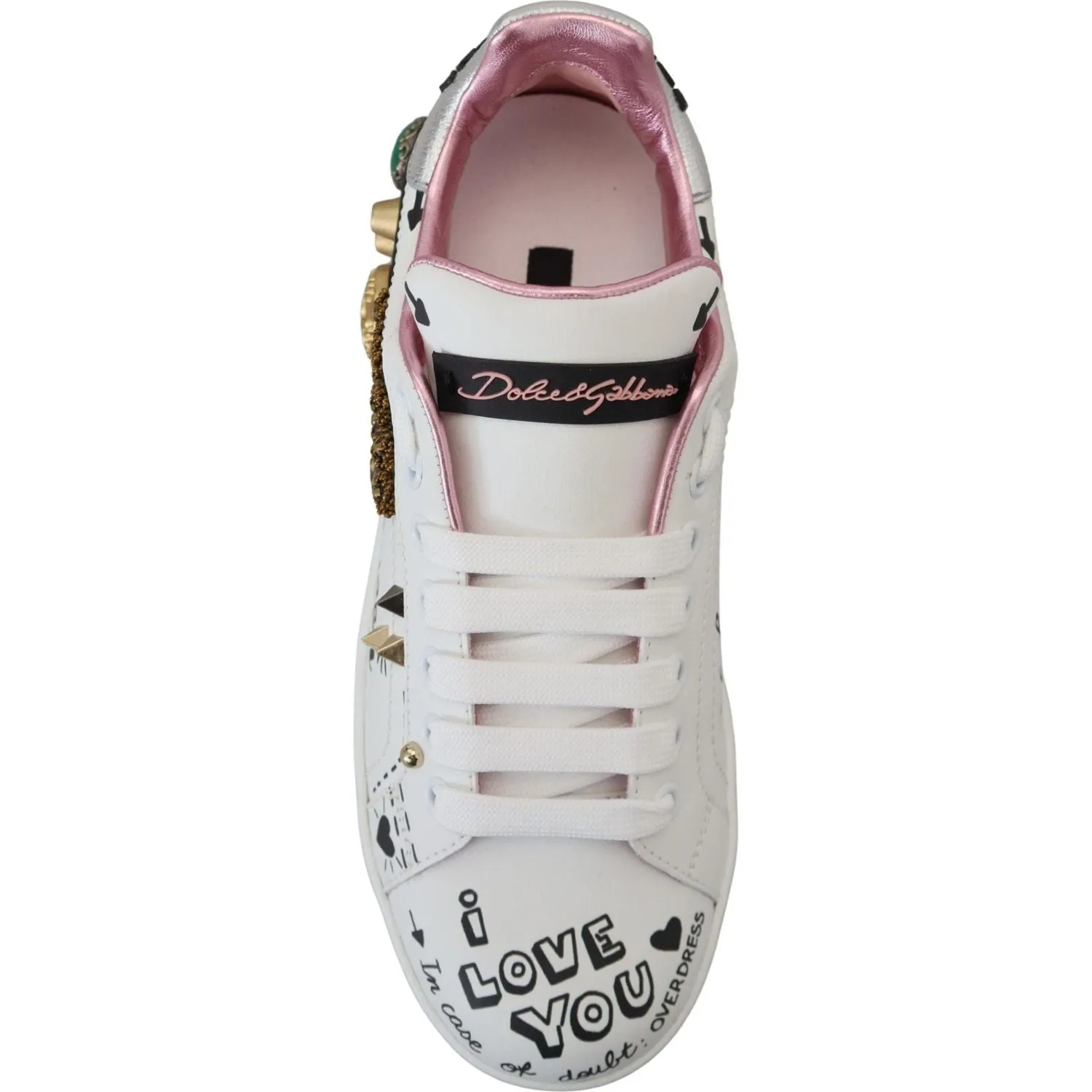 Dolce & Gabbana Queen Crown Chic Leather Sneakers