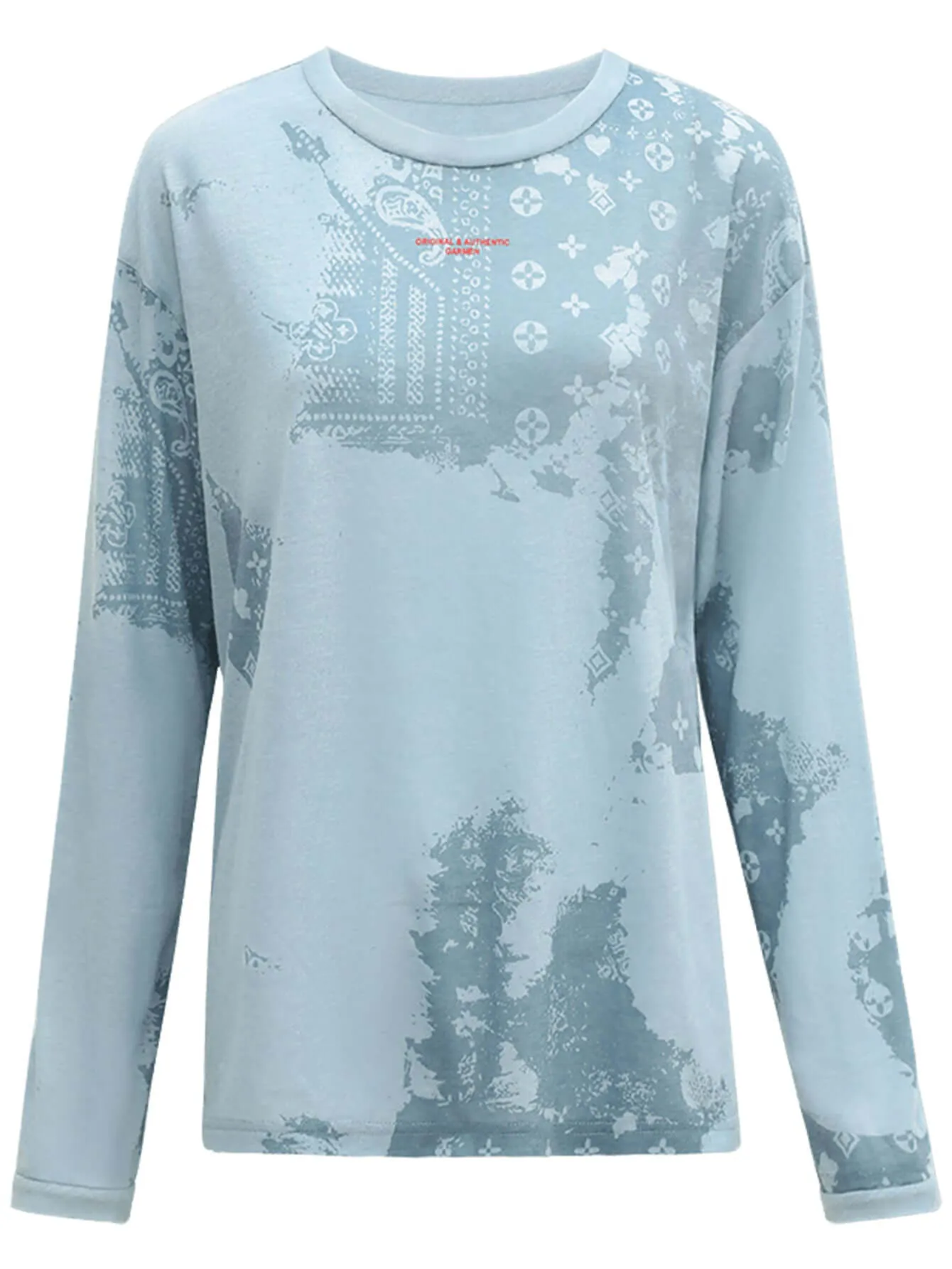 Edgy Printed Blue Long-sleeve Tee