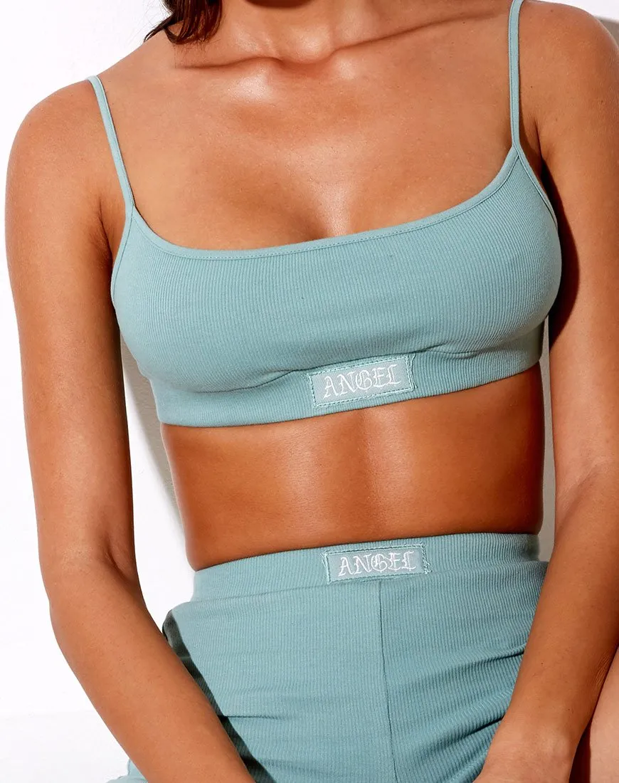 Esme Bralet in Seafoam with White 'Angel' Embro