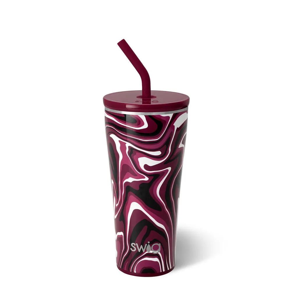 Fanzone Maroon   Black Straw Tumbler 32oz