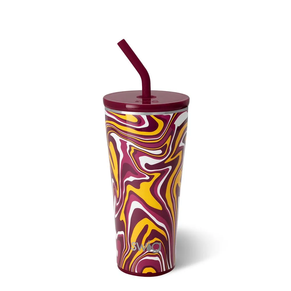 Fanzone Maroon   Yellow Straw Tumbler 32oz