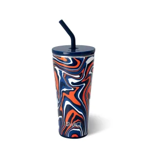 Fanzone Navy   Orange Straw Tumbler 32oz