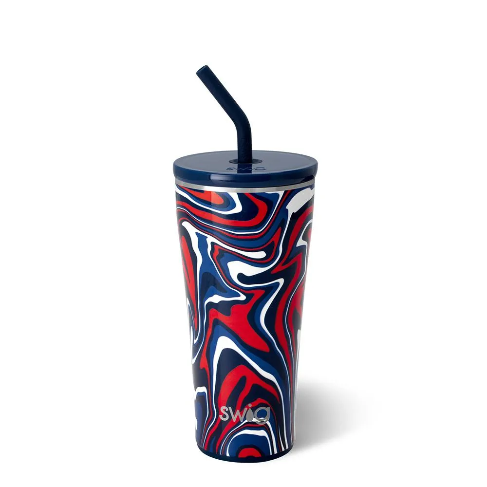 Fanzone Navy   Red Straw Tumbler 32oz