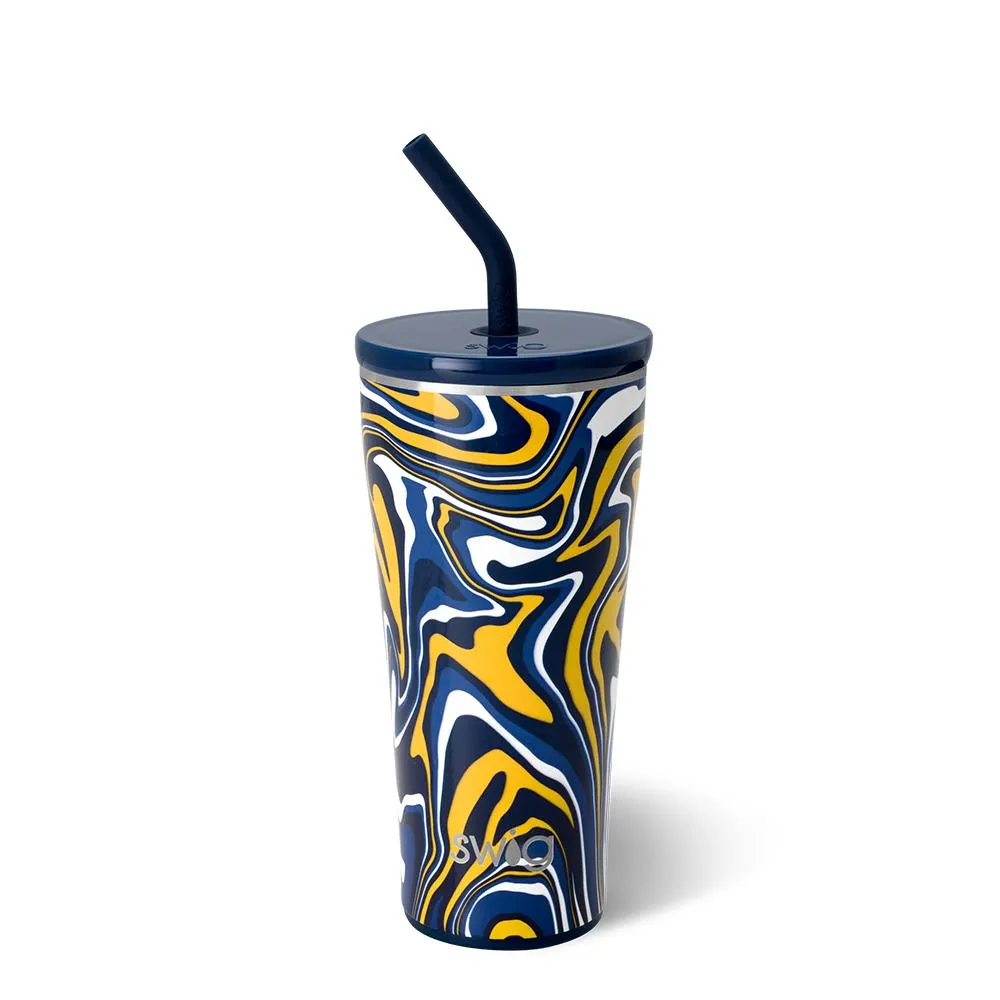 Fanzone Navy   Yellow Straw Tumbler 32oz