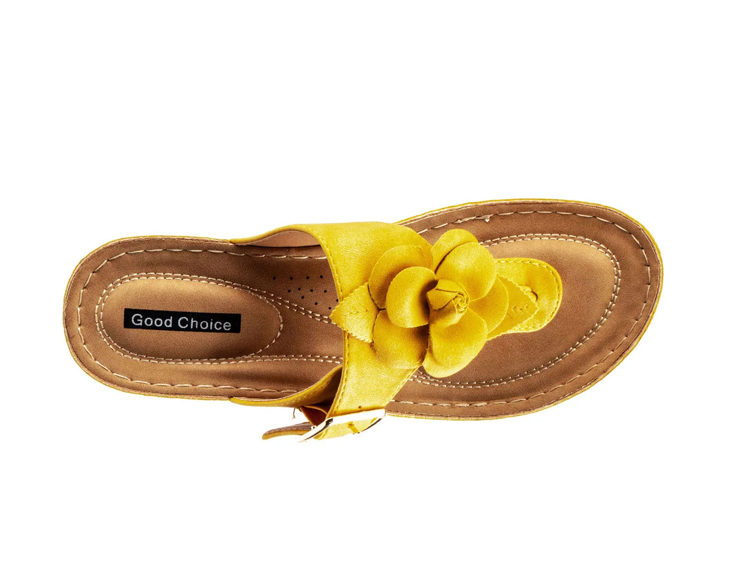 Flora Yellow Wedge Sandals