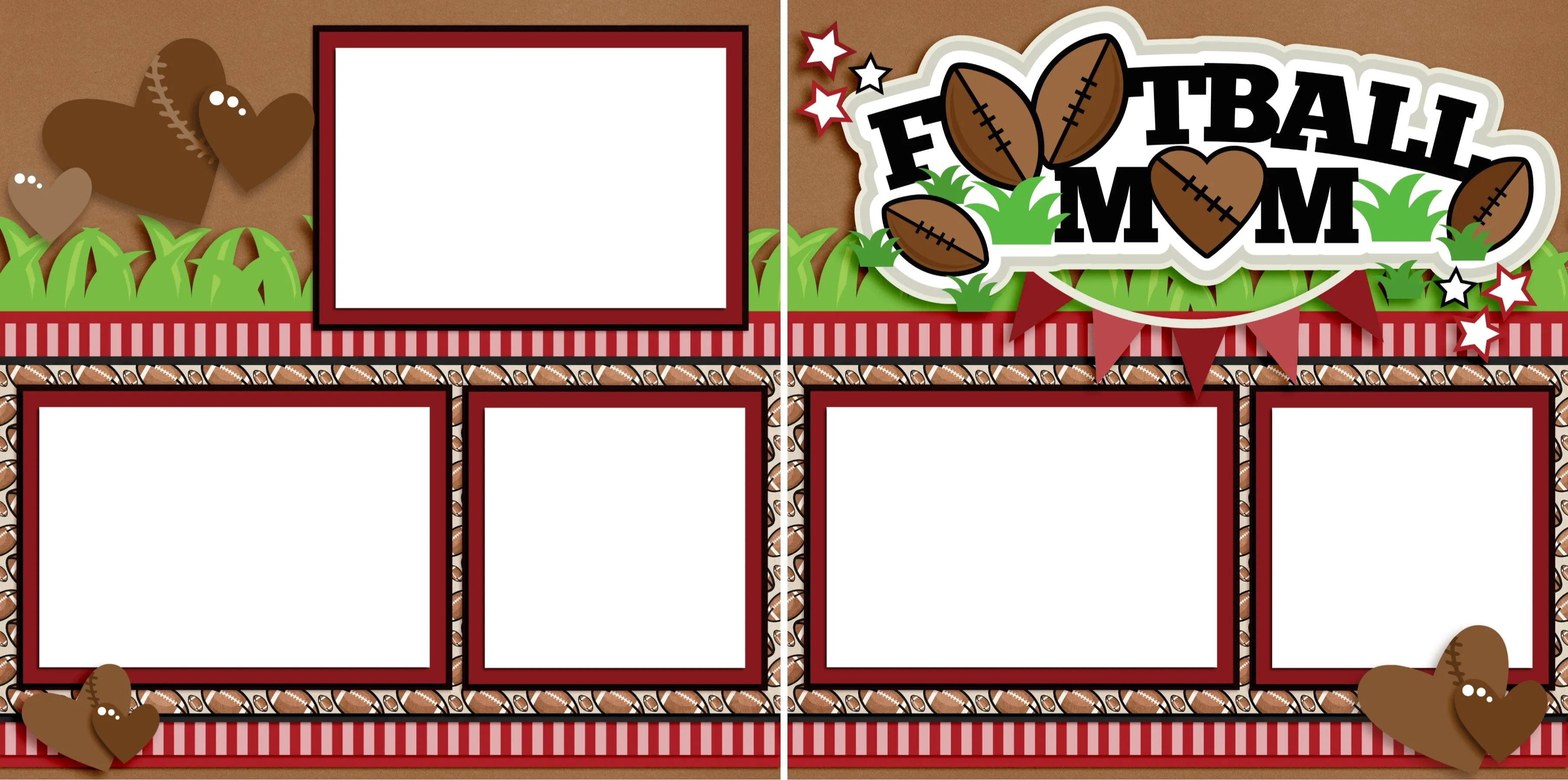 Football Mom Red - Digital Scrapbook Pages - INSTANT DOWNLOAD