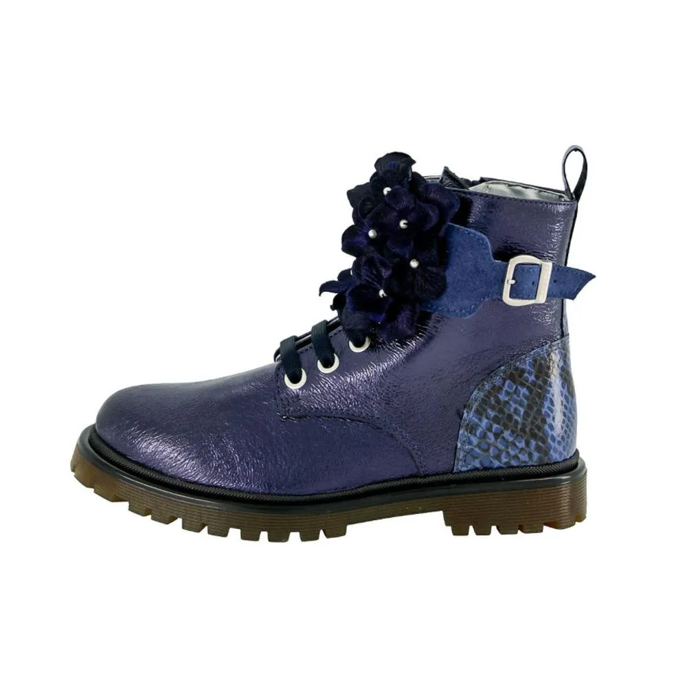 Girls Blue Flower Boots