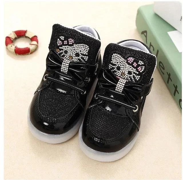 Girls shoes Fashion Sneakers 2016 Spring Brand Led Kids Girls Princess Shoes Sneakers Children Shoes With Light Size 21-30