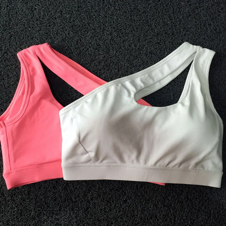 High Impact oblique shoulder strap Sports Bra Women running fitness Bra Top