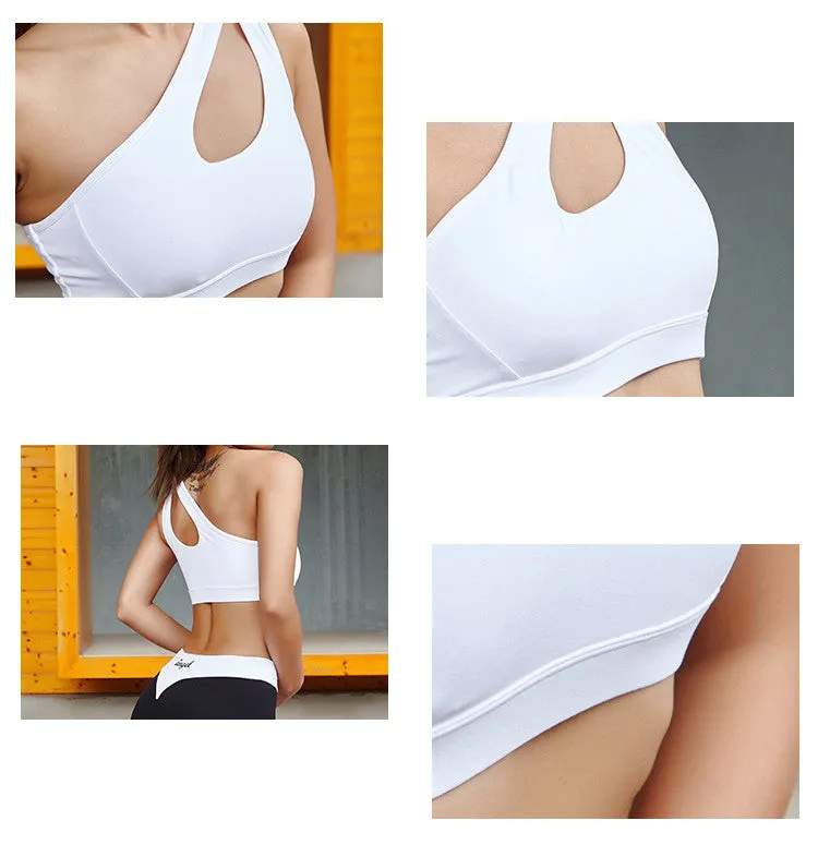 High Impact oblique shoulder strap Sports Bra Women running fitness Bra Top