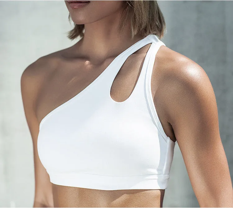 High Impact oblique shoulder strap Sports Bra Women running fitness Bra Top