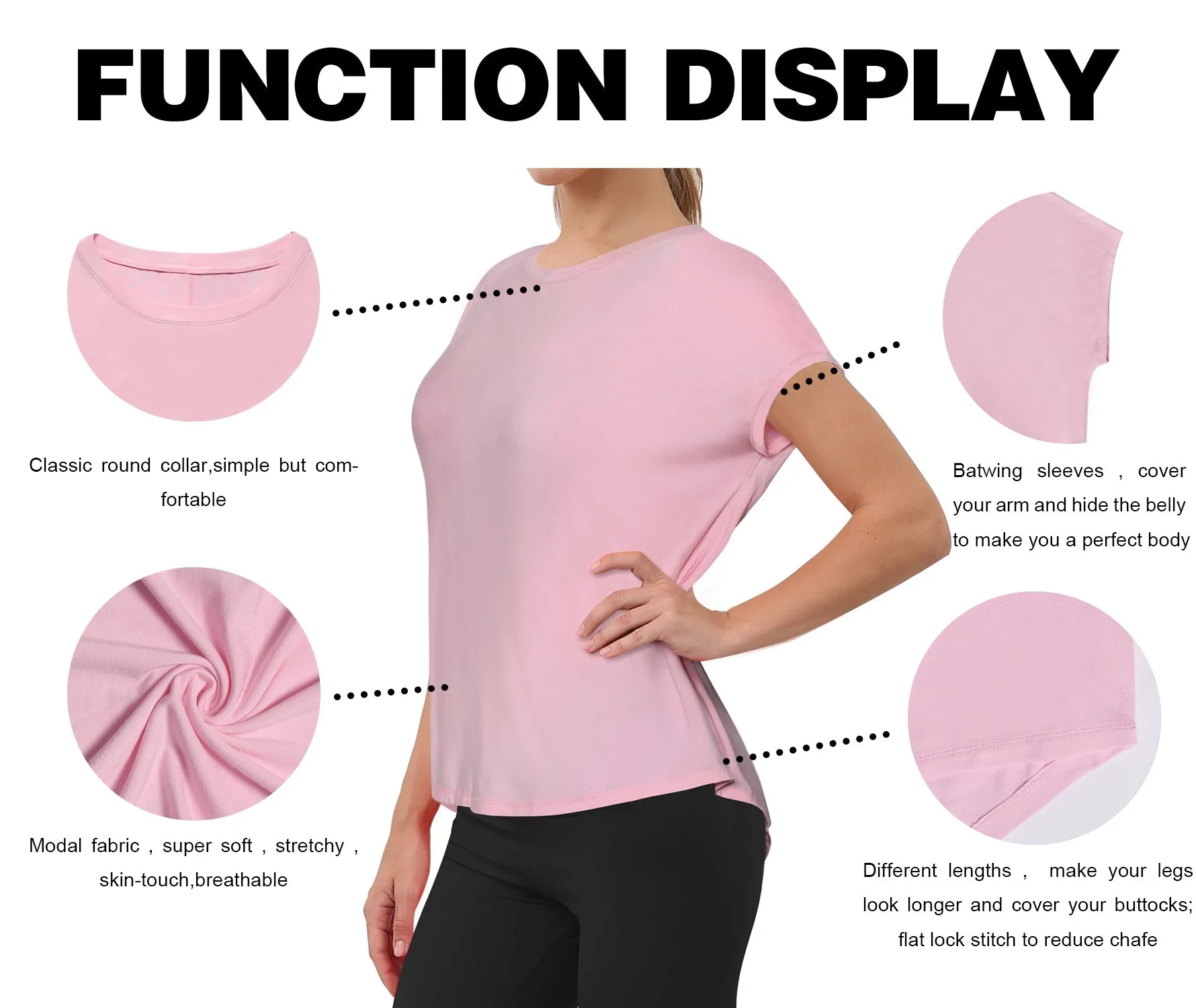 Hip Length Short Sleeve Shirt lightpink_Jogging