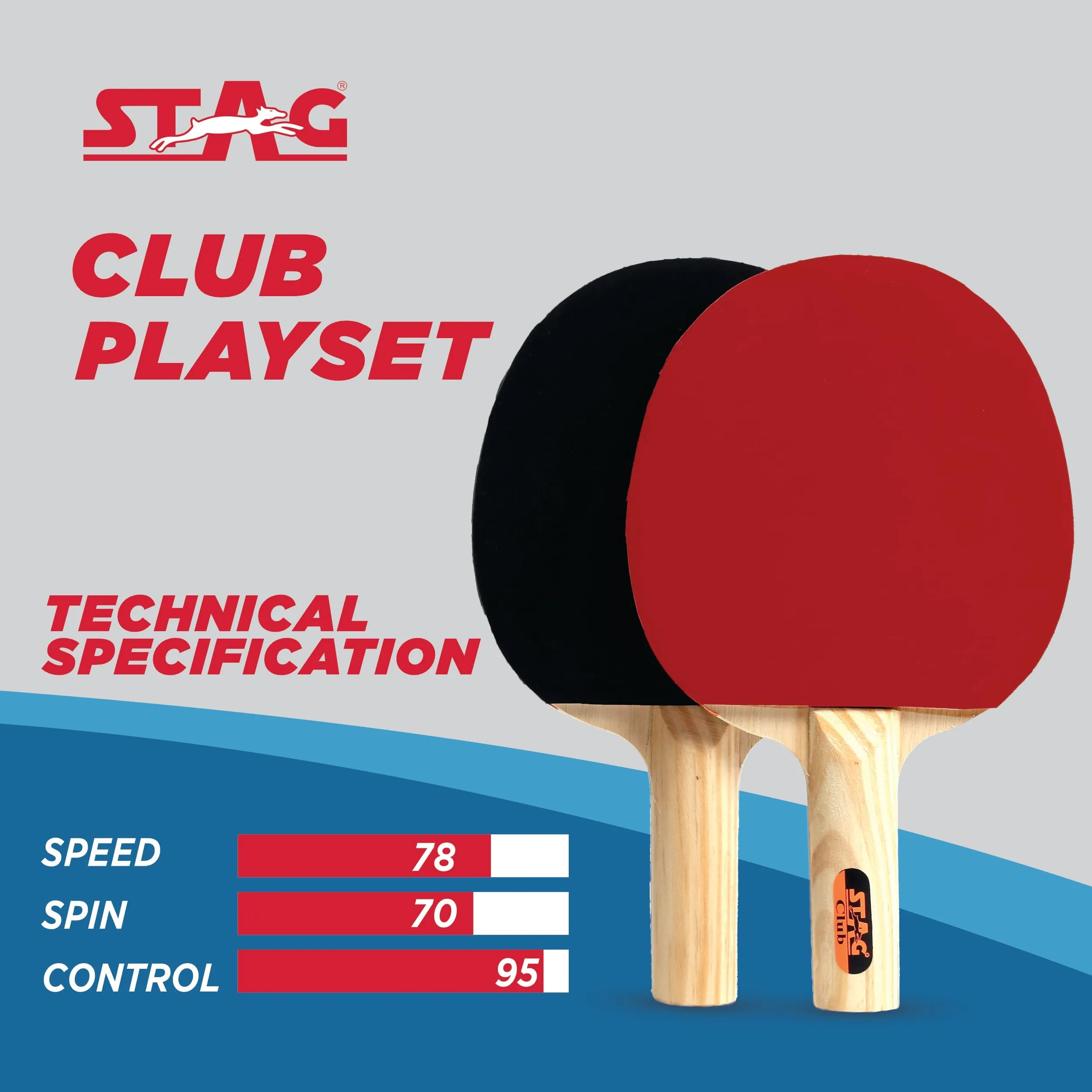 Iconic Club Professional Table Tennis (T.T) Set| Premium ITTF Approved Rubber- Table Tennis Rackets and T.T Balls Included| All-in-One Ping Pong Paddle Playset - Table Game Acceories