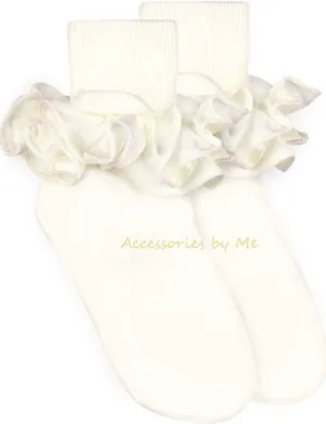 Ivory Ruffle Trim Cotton Socks