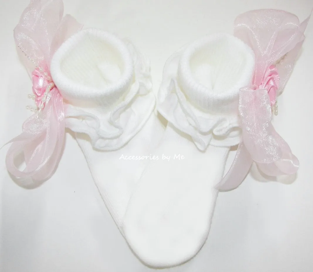 Ivory Ruffle Trim Cotton Socks