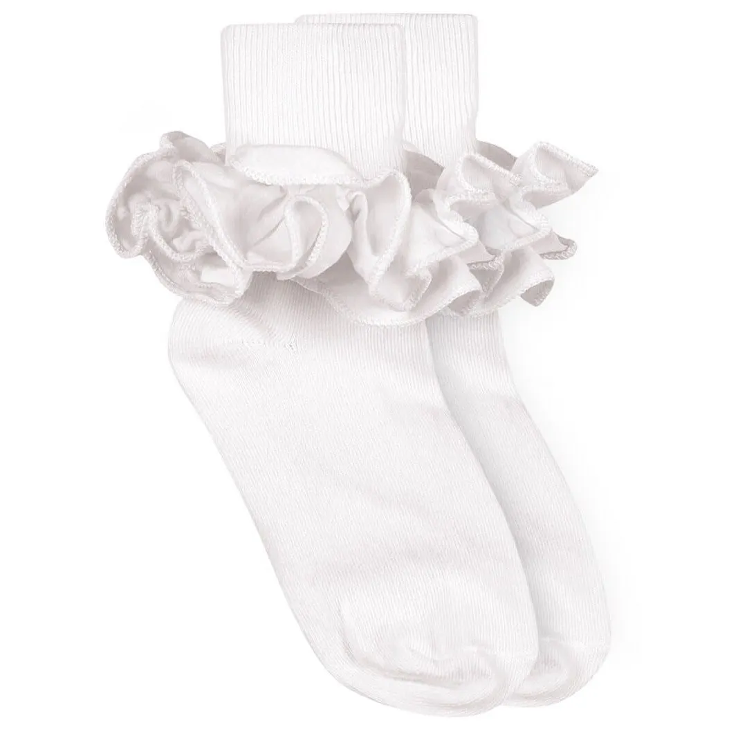 Jefferies Socks Misty Ruffle Lace Turn Cuff Socks 1 Pair