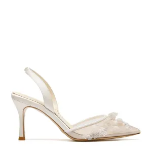 Libby - Ivory Nude Lace Floral Embroidered Bridal Heel