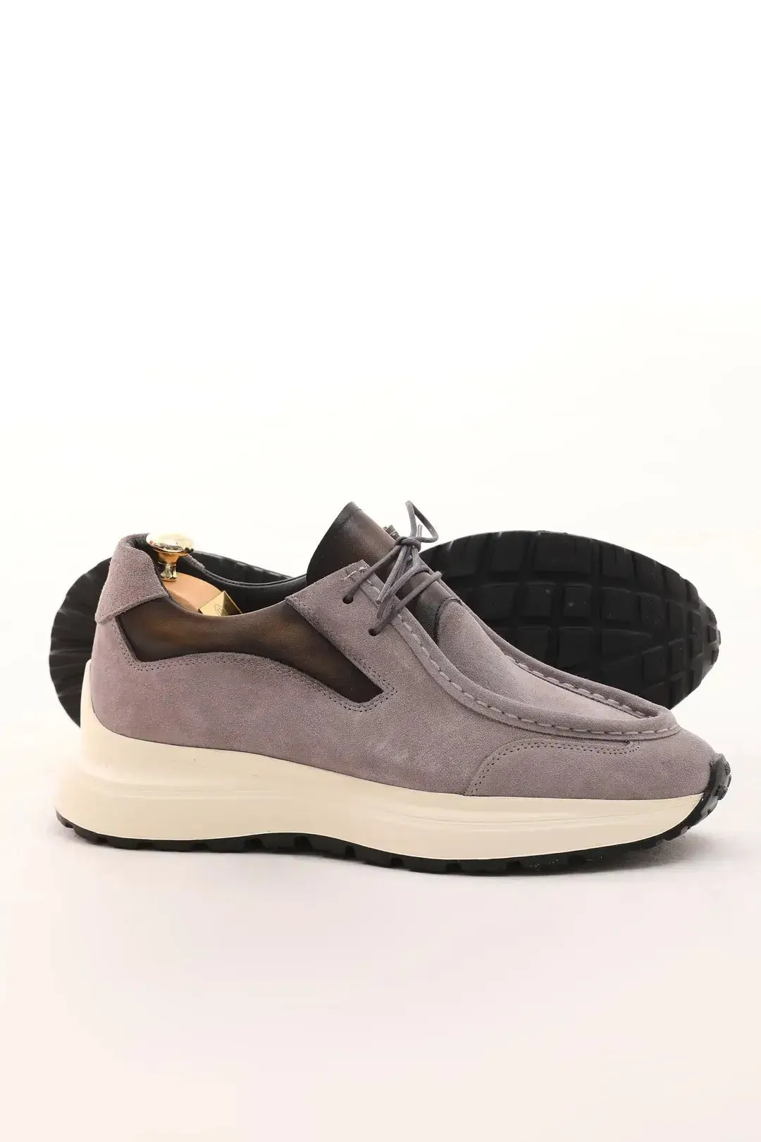 Light Taupe Suede Leather Sneaker