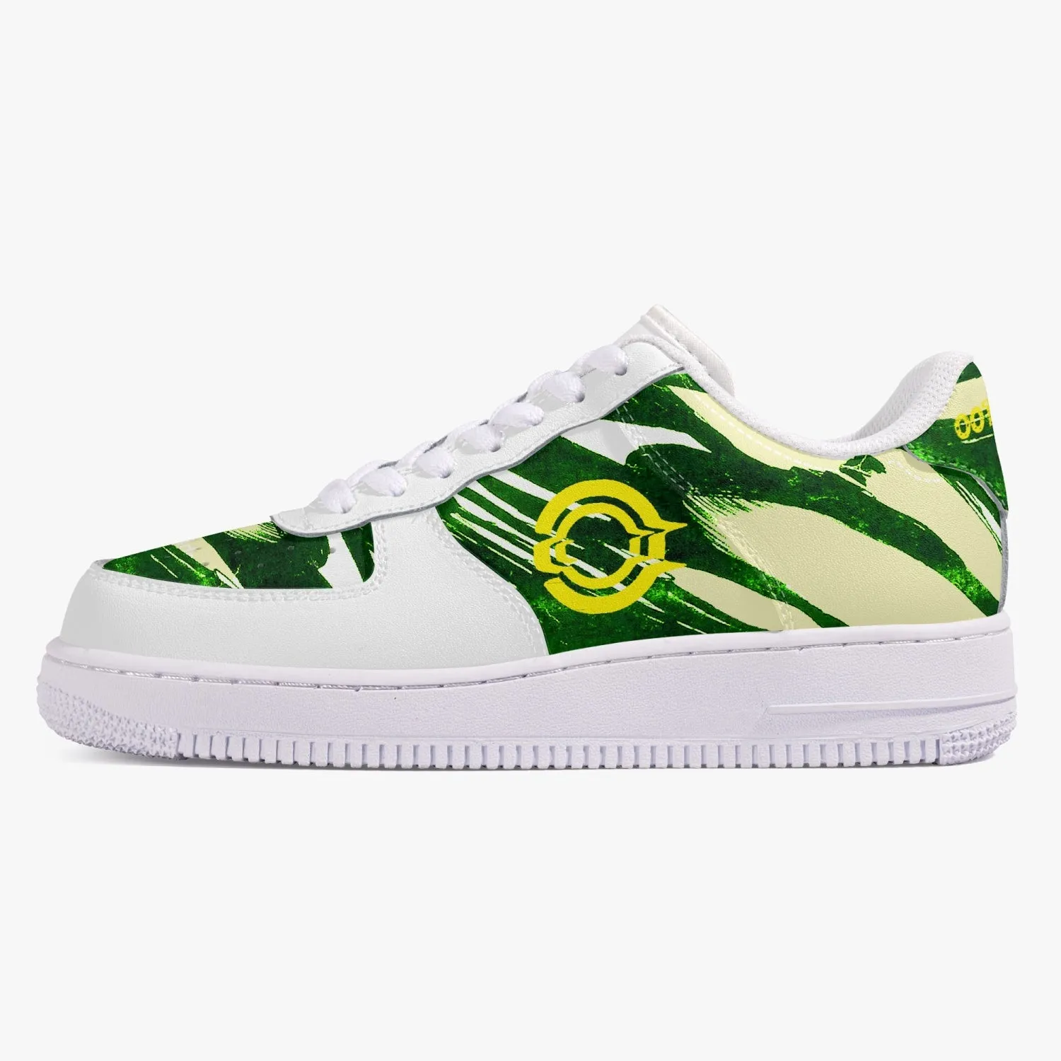 Low-Top Leather Sports Sneakers Green Cloud