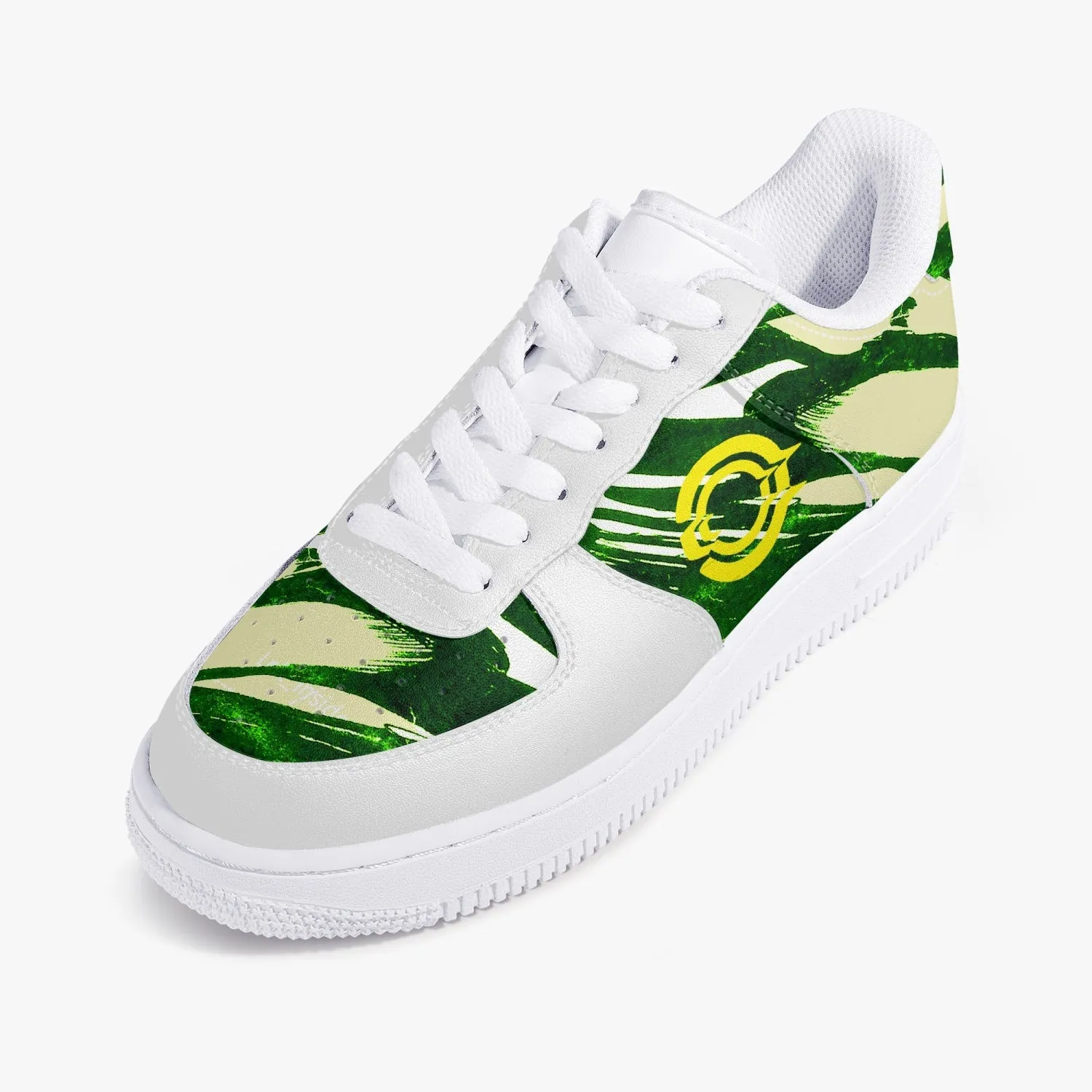 Low-Top Leather Sports Sneakers Green Cloud