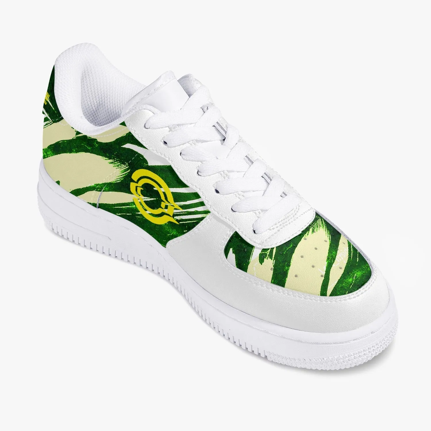 Low-Top Leather Sports Sneakers Green Cloud