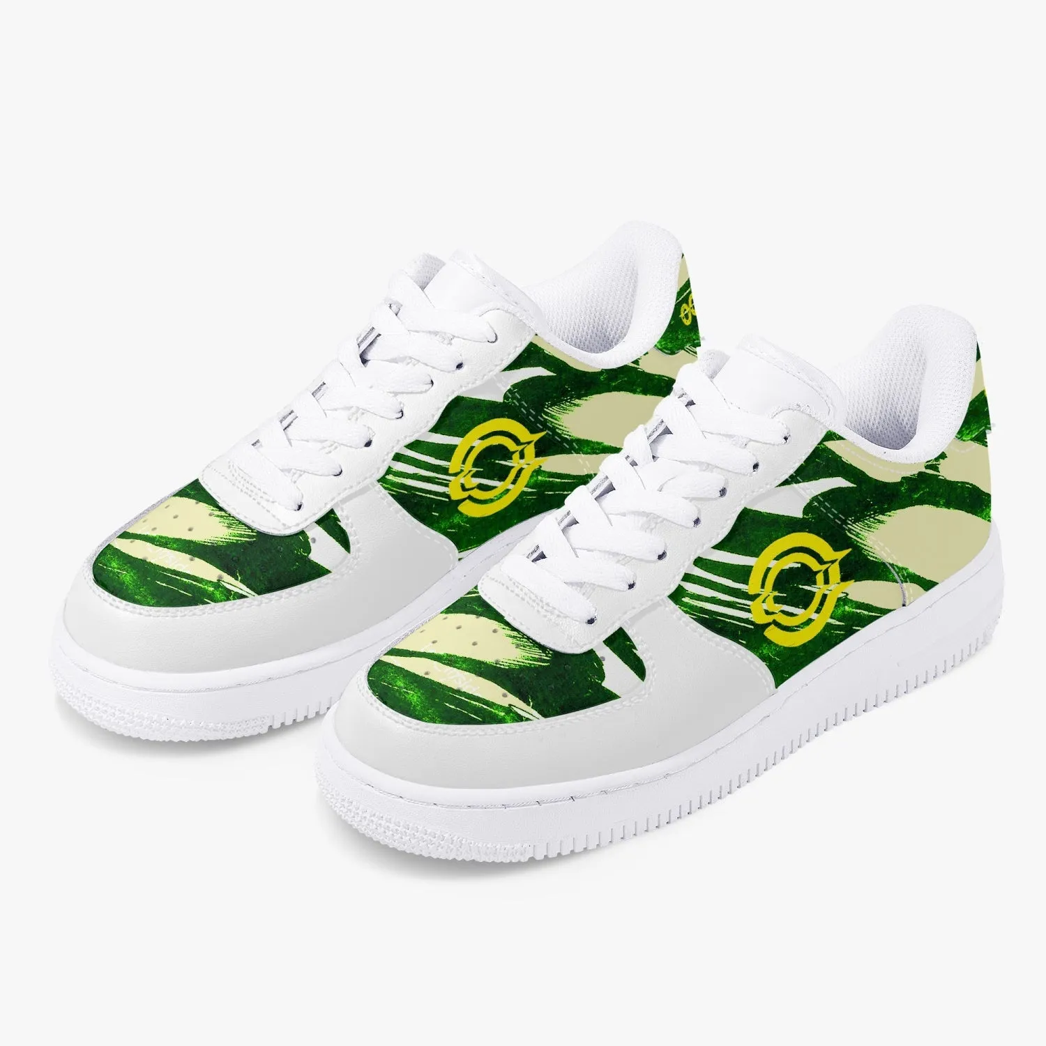 Low-Top Leather Sports Sneakers Green Cloud