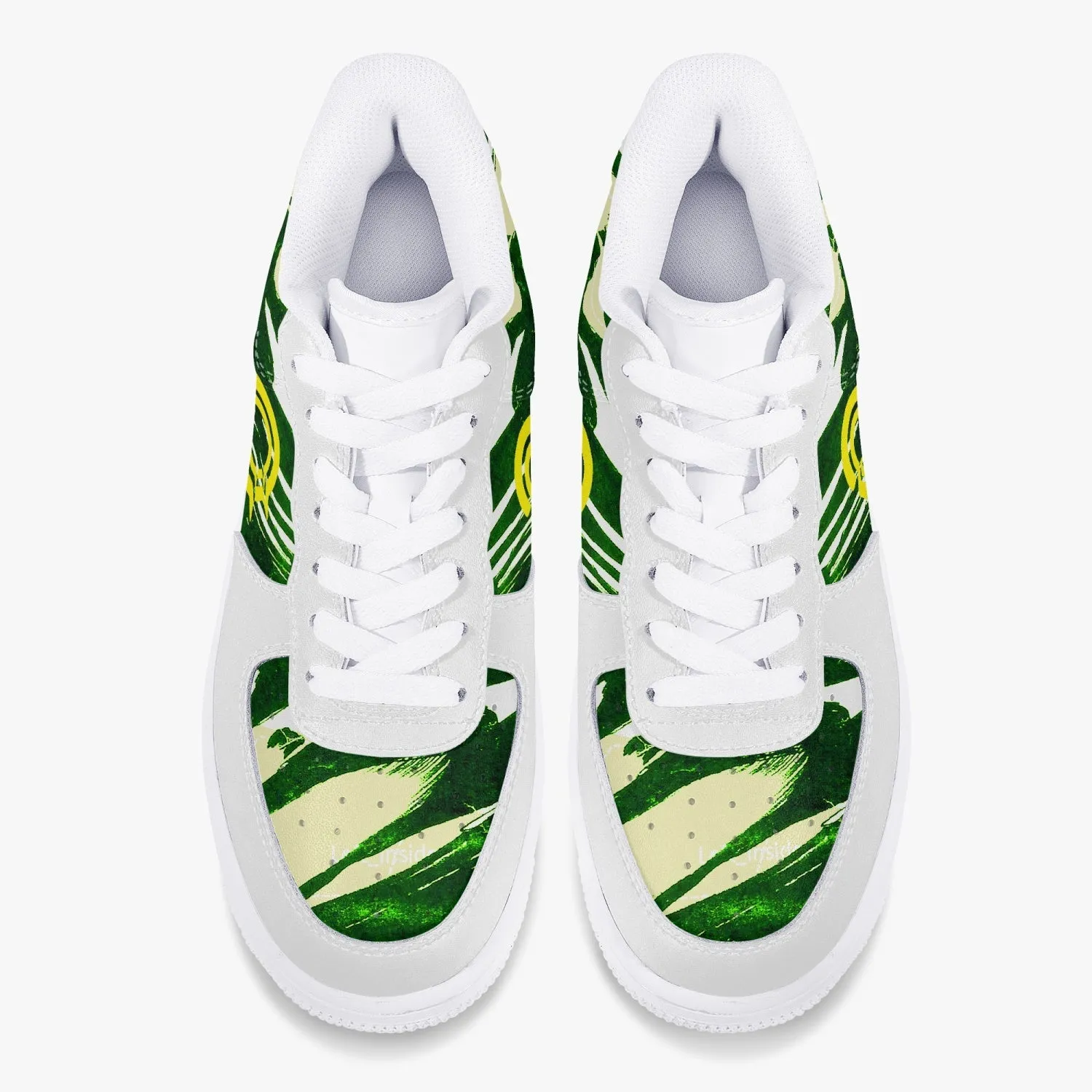 Low-Top Leather Sports Sneakers Green Cloud