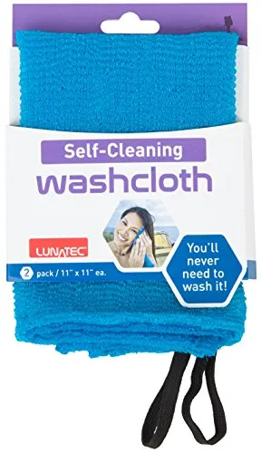 Lunatec Self-Cleaning Travel Washcloth. Odor-Free, Quick Drying &Light Exfoliation. Wash Cloth is Ideal for Camping, Backpacking, bathrooms, Gym, RVs and Boating. Compliments Any Travel Towel.