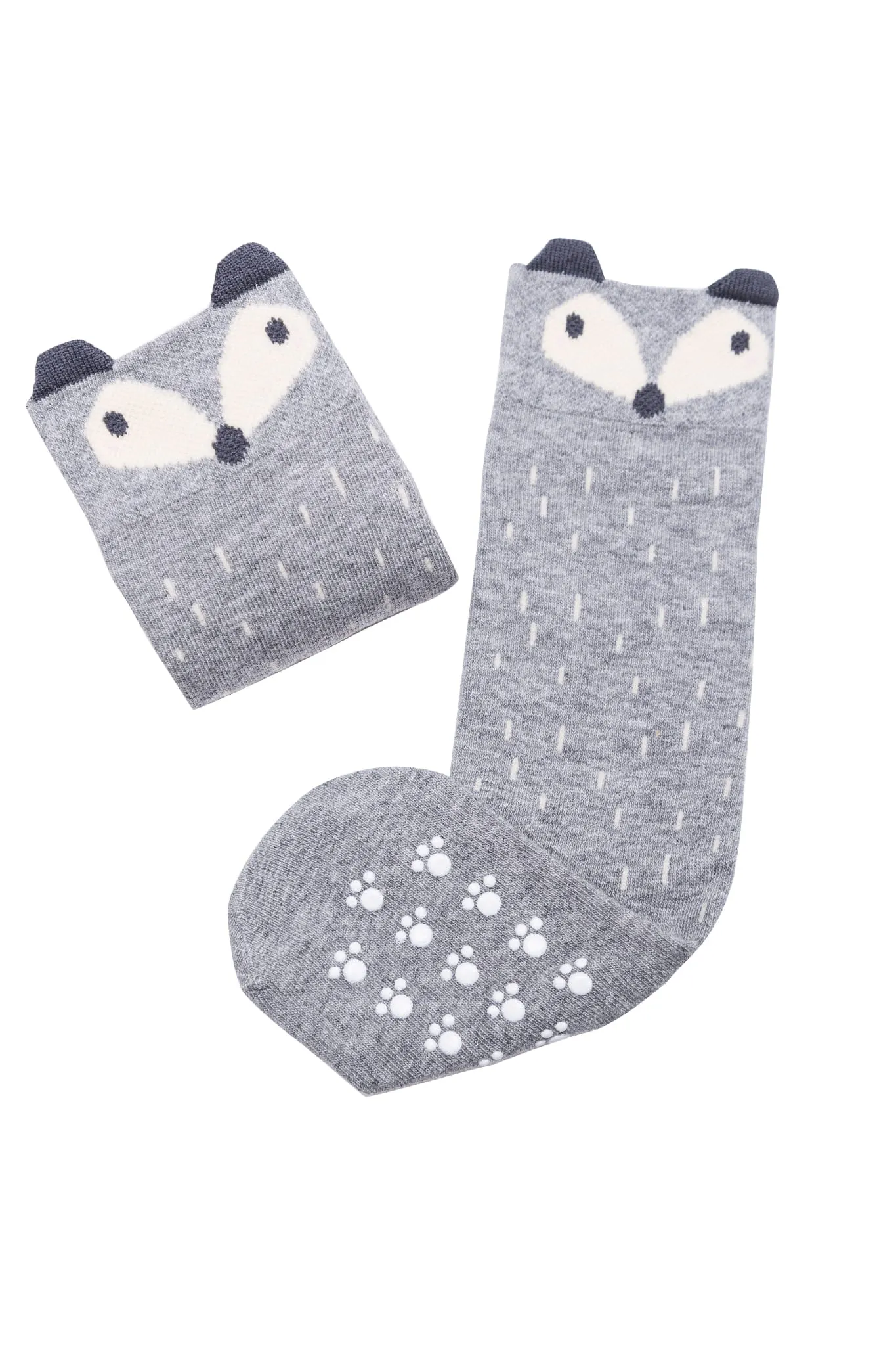 Mama's Feet Children's Knee-High Animal Socks (non-slip) - Rene the Sneaky Fox