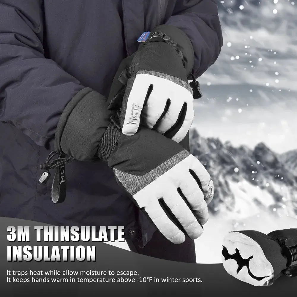 MCTi Ski Gloves,Winter Waterproof Snowboard Snow 3M Thinsulate Warm Touchscreen Cold Weather Women Gloves Wrist Leashes