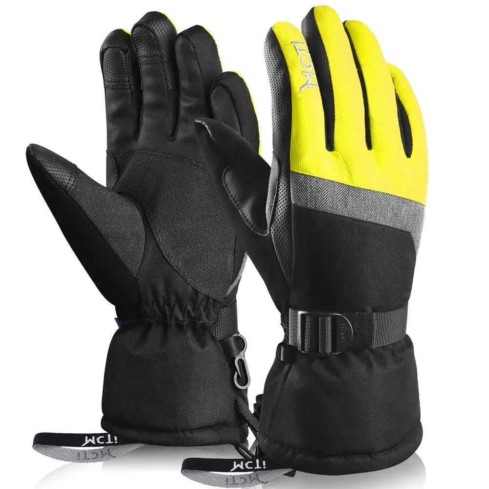 MCTi Ski Gloves,Winter Waterproof Snowboard Snow 3M Thinsulate Warm Touchscreen Cold Weather Women Gloves Wrist Leashes