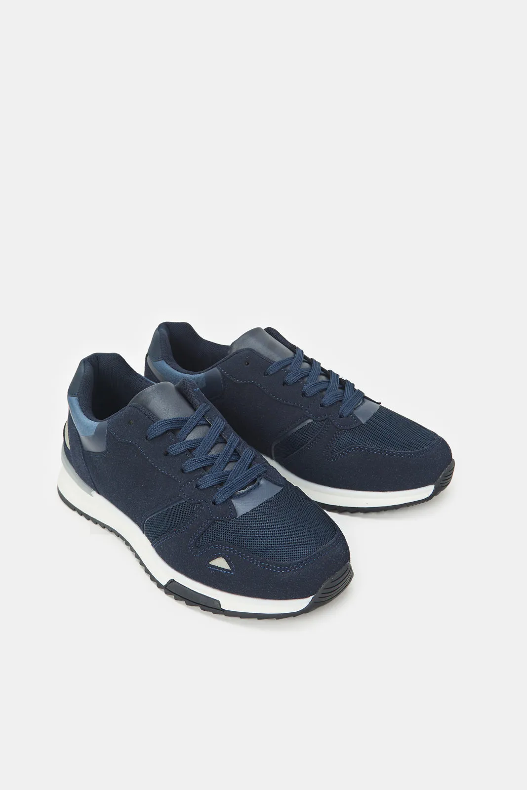 Men Navy Color Block Lace Up Sneakers