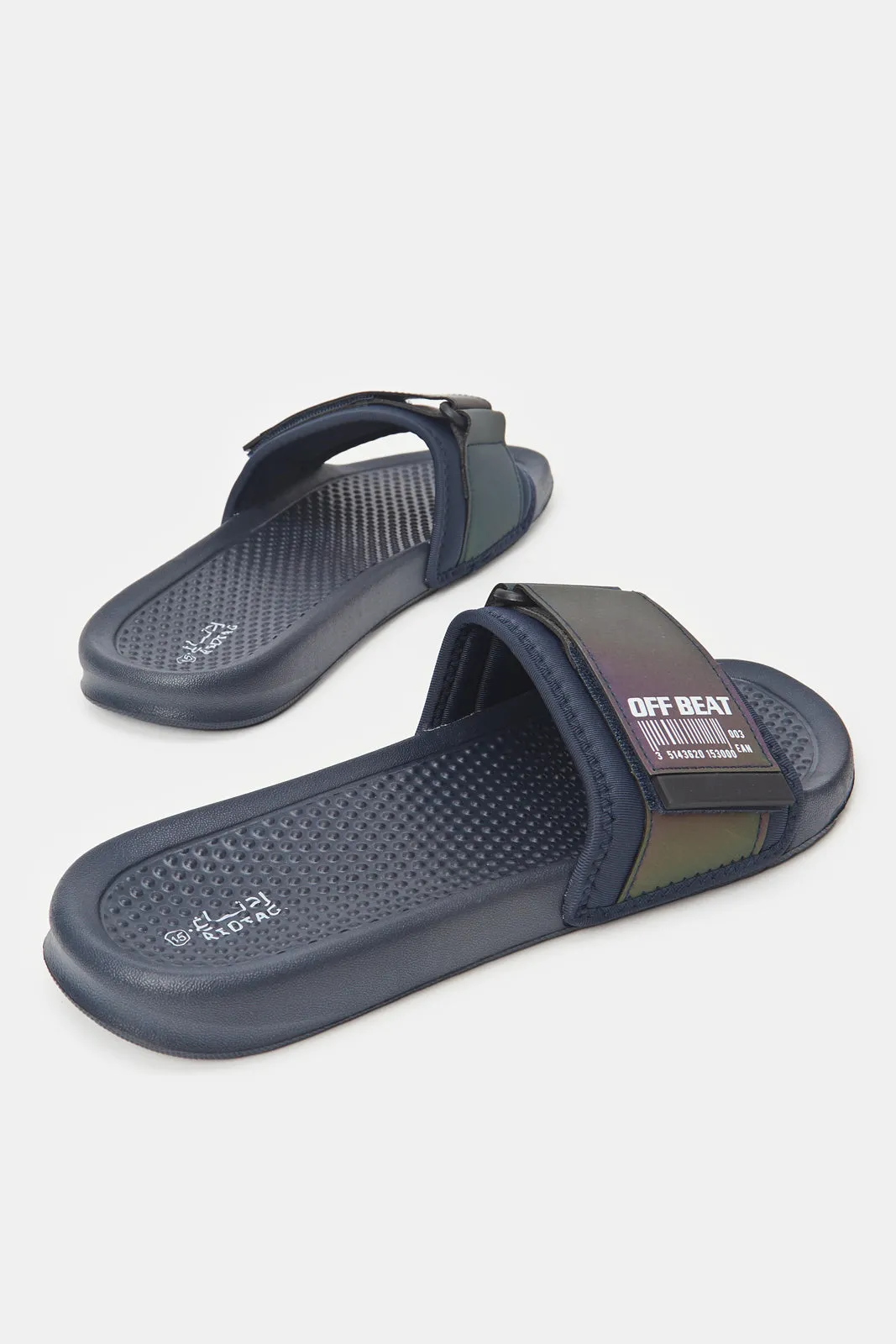 Men Navy Patch Work Slide With Velcro