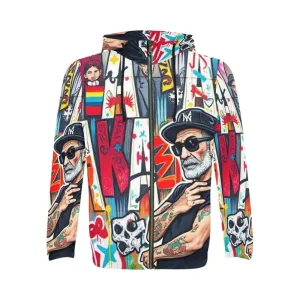 Men's All Over Print Full Zip Hoodie-One of a kind sweater Best LA Graffiti Art