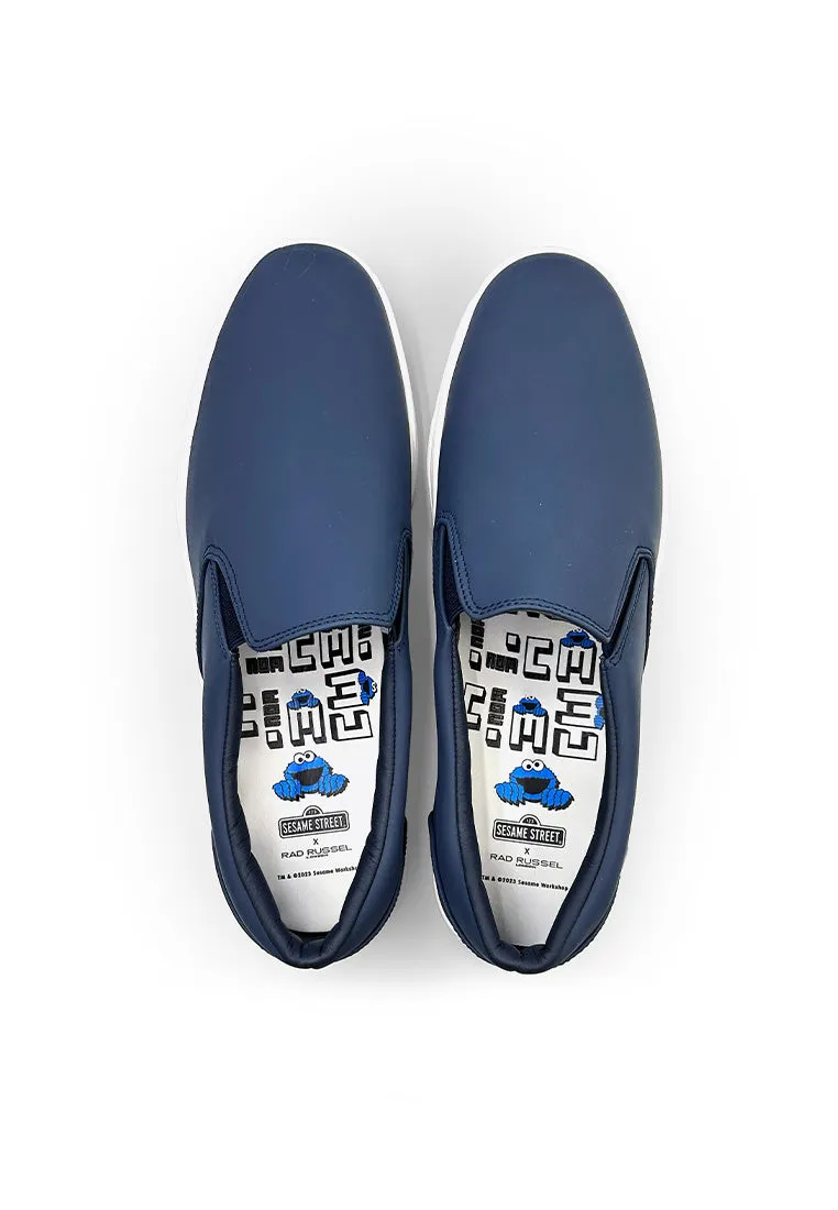 Men's Navy Slip Ons - Cookie Monster