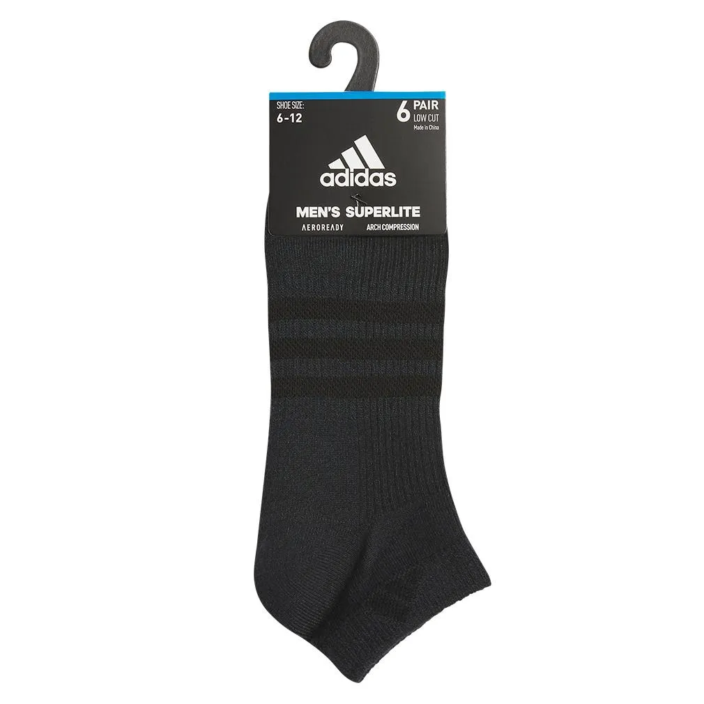 Men`s Superlite 3.0 6 Pack Low Cut Tennis Socks Black and Night Grey