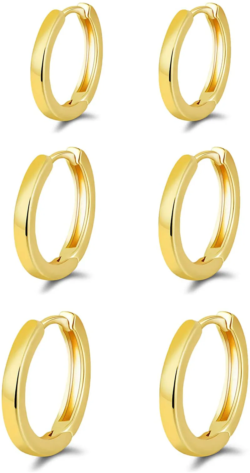 micuco Small Hoop Earrings for Women 14K Gold Plated Hoop Huggie Earrings for Men Hypoallergenic Earrings Tiny Cartilage Ear Jewelry for Women