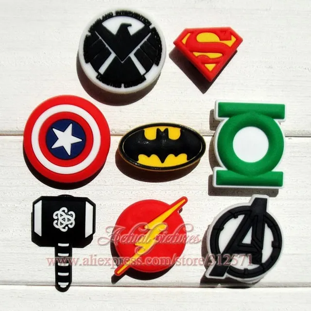 Mix Models 8pcs/lot Mickey Super hero Avengers South Park  shoe charms shoe accessories shoe decoration for croc jibz kids gift