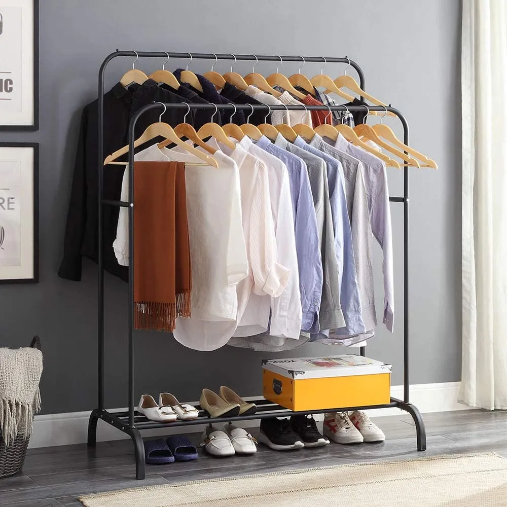 (Net) Double Pole Hanger Strong Steel Structure Laundry Rack Cloth Organizer Hanger 5089 / 2112345678924