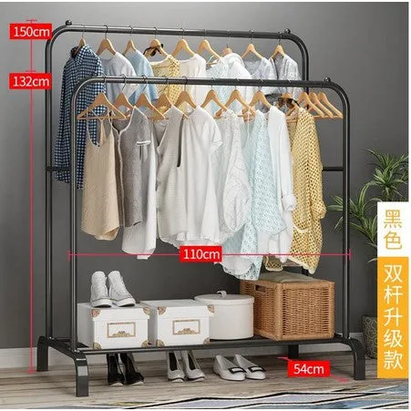 (Net) Double Pole Hanger Strong Steel Structure Laundry Rack Cloth Organizer Hanger 5089 / 2112345678924