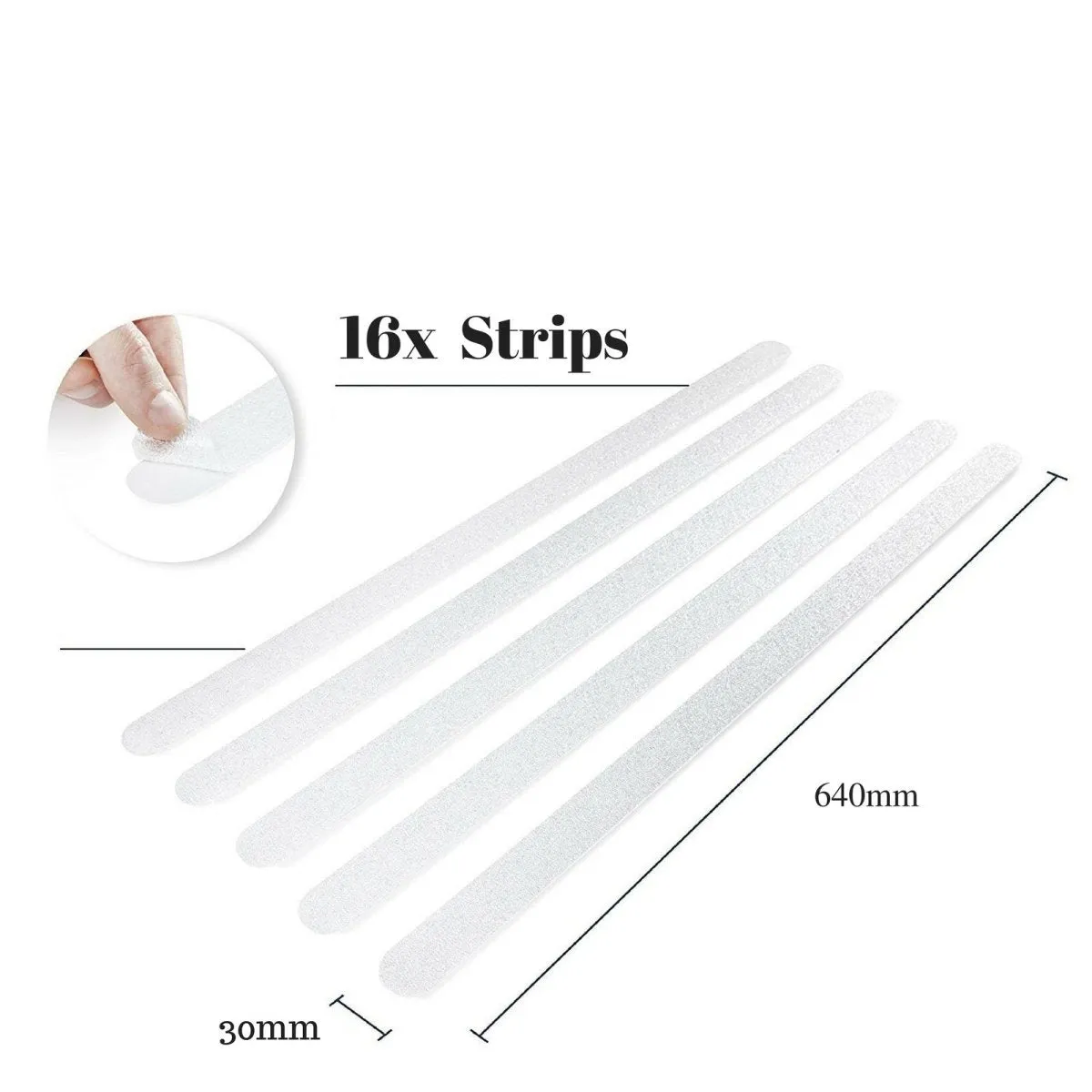 Non Slip Strips for Stairs - Clear 64cm x 3 cm (16x pack)