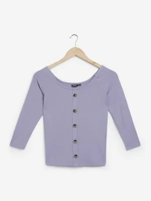 Nuon Lilac Macey Ribbed Top