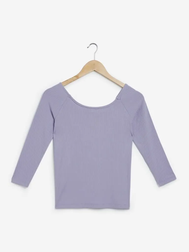 Nuon Lilac Macey Ribbed Top