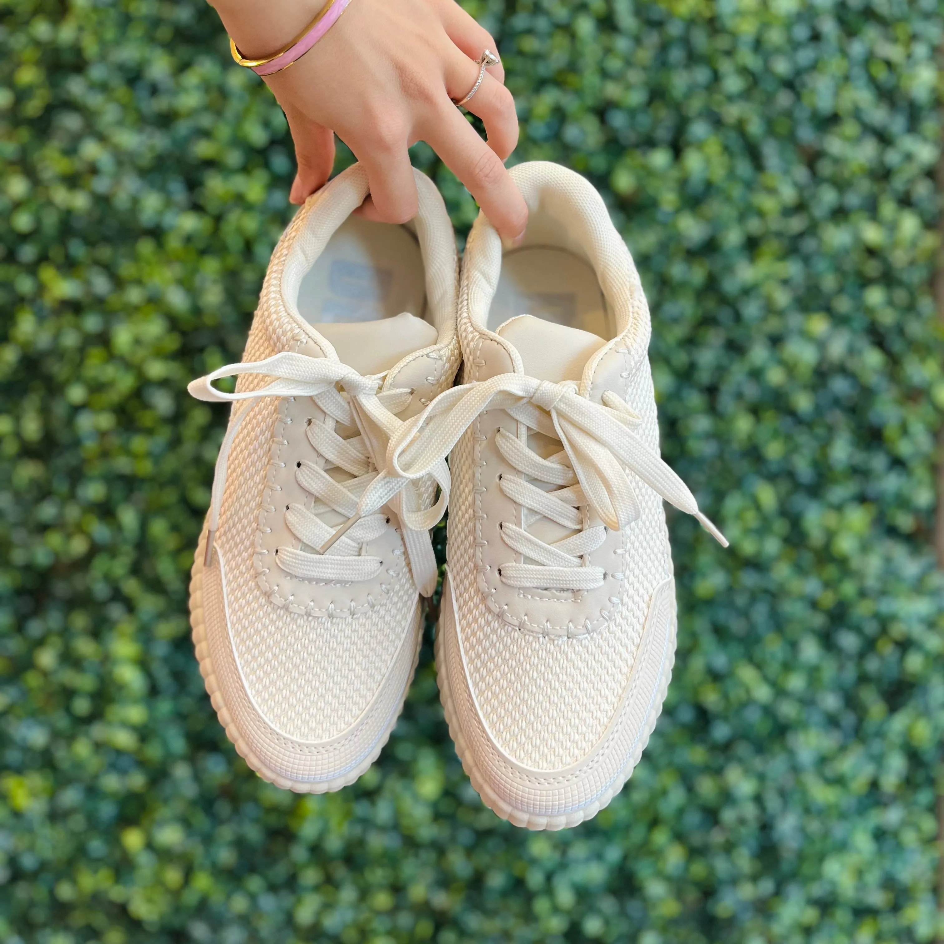 Out & About Cream Textured Platform Sneakers