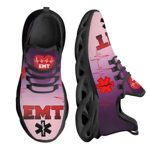 Paramedic EMT EMS Pattern Mesh Purple Sneakers for Women Breathable Footwear