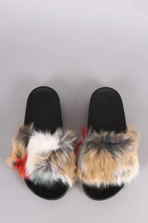 Patchwork Faux Fur Slide Sandal