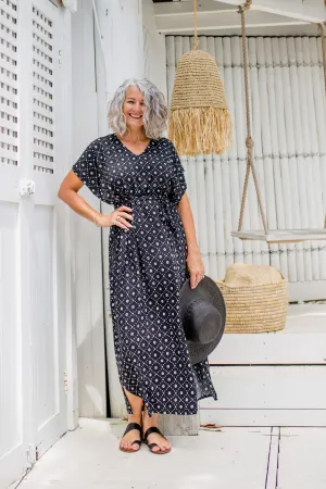 Petite Geo Print Maxi Dress - Black