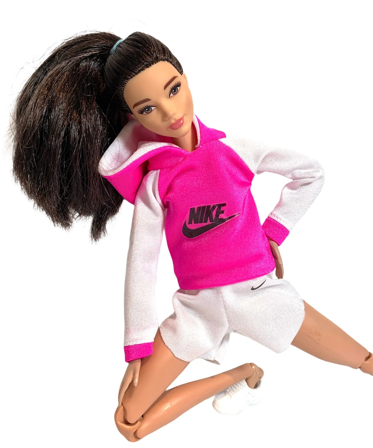 Pink Barbie doll hoodie and shorts