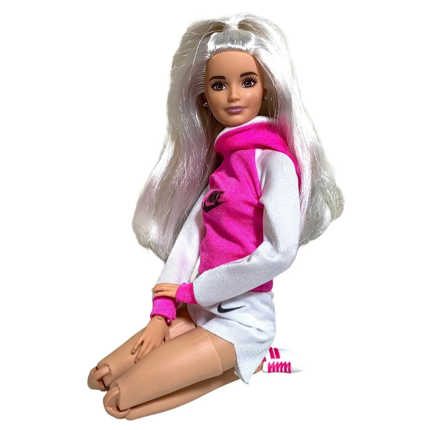 Pink Barbie doll hoodie and shorts