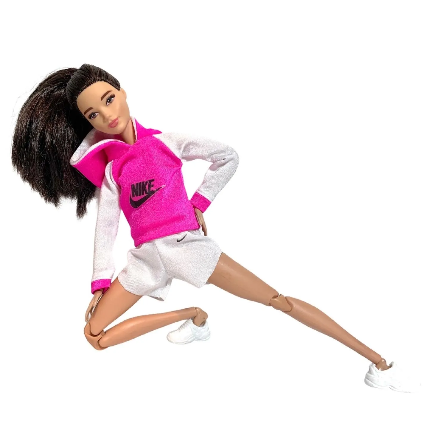 Pink Barbie doll hoodie and shorts